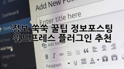 정보 쑥쑥! 꿀팁🍯 정보포스팅 워드프레스 플러그인 추천✨